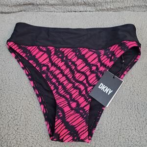 DKNY MULTI Printed High-Waist Bikini Swim Bottom, US Medium 50+ UPF/SPF